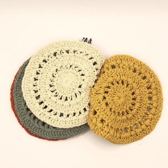 Danica Studio Handmade Crochet Drink Coasters Set of 4 Round Cotton Handmade - Picture 5 of 7